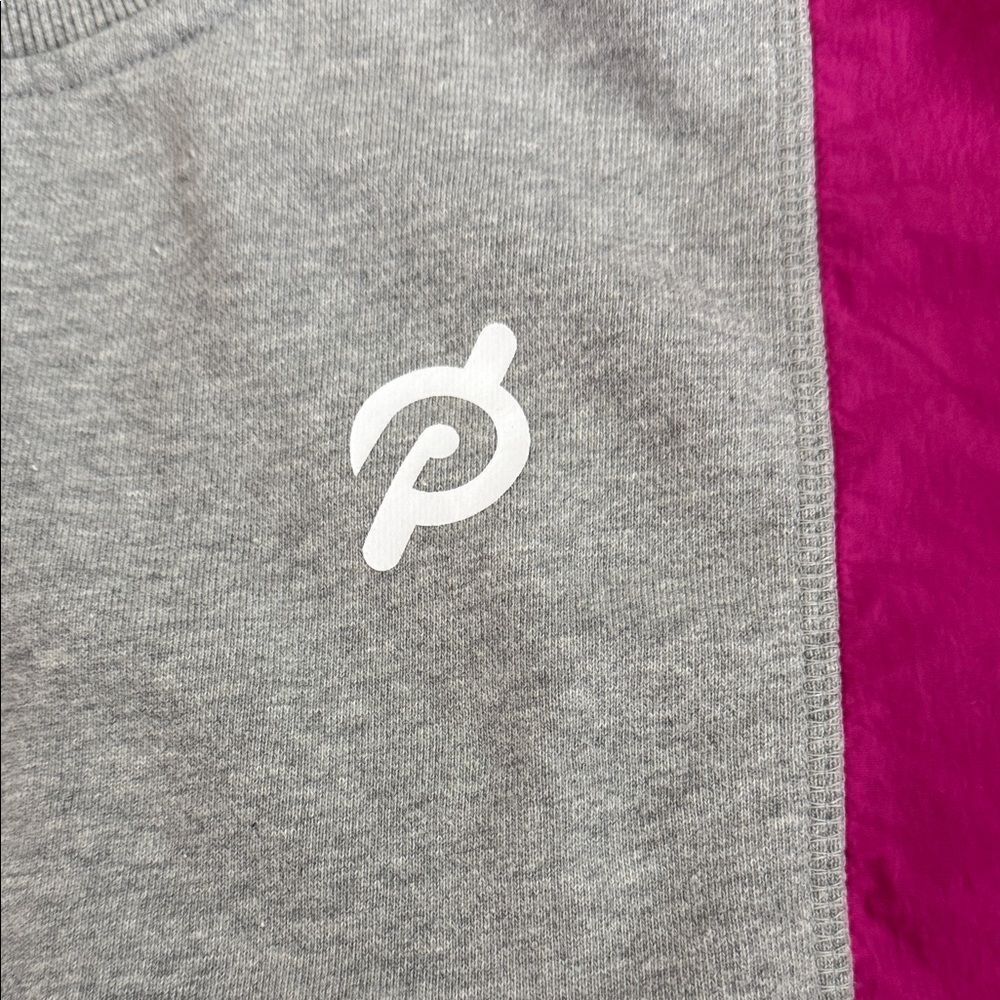 Peloton Fabric-Mix Colorblock Pullover Sweatshirt Gray/Pink Drawcord Hem Size XS - Picture 4 of 8